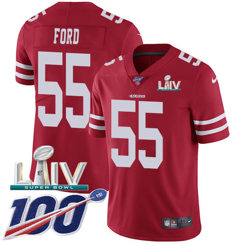 San Francisco 49ers Nike #55 Dee Ford Red Super Bowl LIV 2020 Team Color Men Stitched NFL 100th Season Vapor Limited Jersey->san francisco 49ers->NFL Jersey